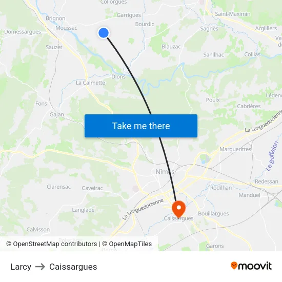 Larcy to Caissargues map