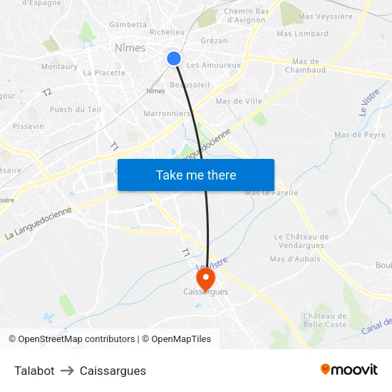 Talabot to Caissargues map