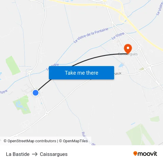 La Bastide to Caissargues map