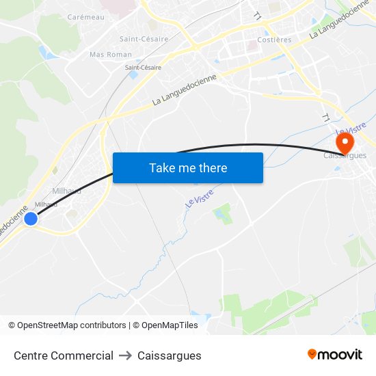 Centre Commercial to Caissargues map