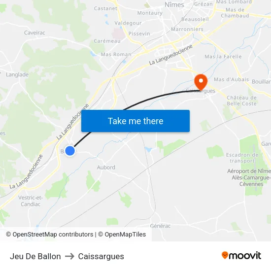 Jeu De Ballon to Caissargues map