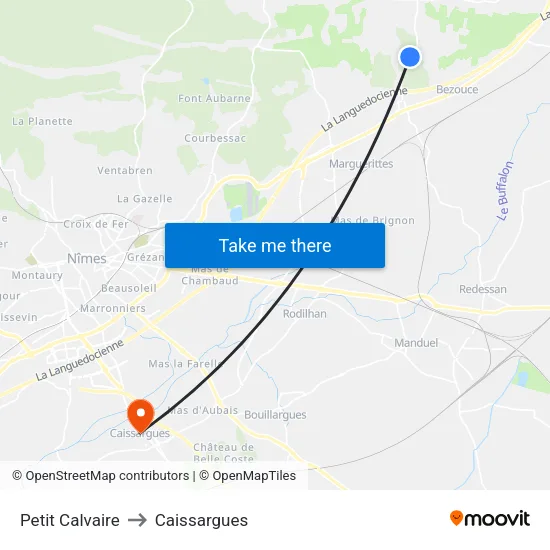 Petit Calvaire to Caissargues map