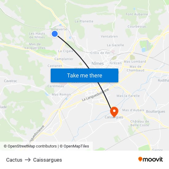 Cactus to Caissargues map