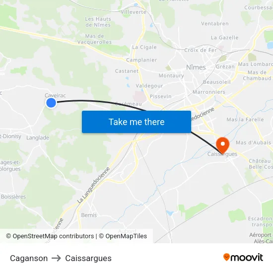 Caganson to Caissargues map