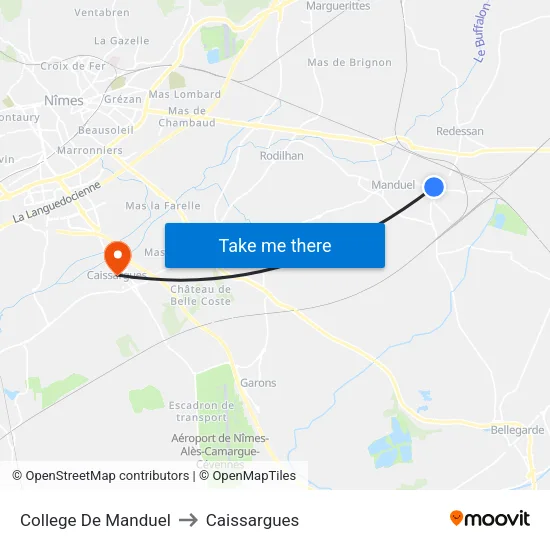 College De Manduel to Caissargues map