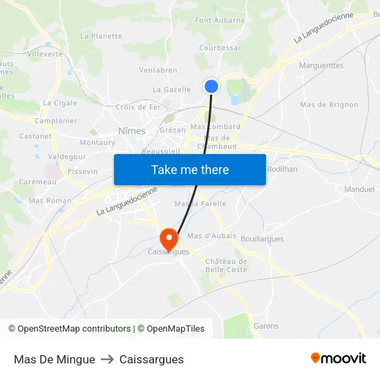 Mas De Mingue to Caissargues map