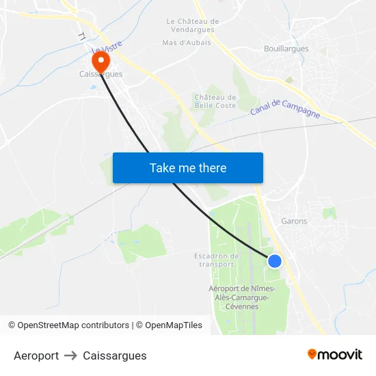 Aeroport to Caissargues map