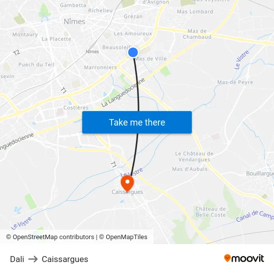 Dali to Caissargues map