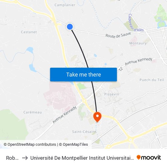 Robinson to Université De Montpellier Institut Universitaire De Technologie De Nîmes map