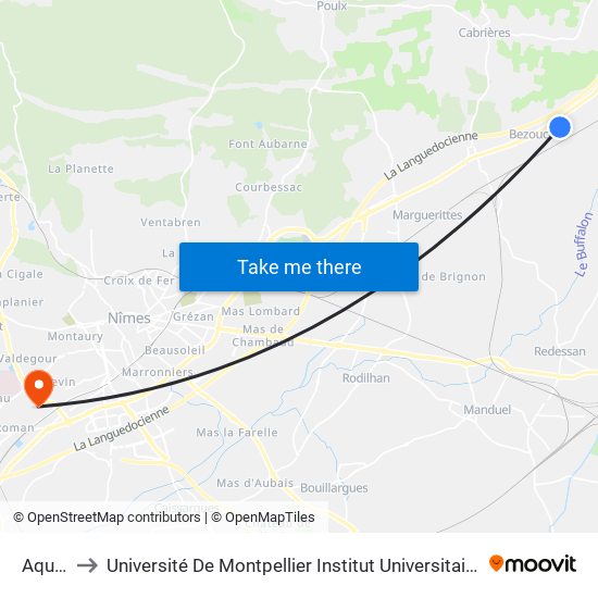 Aqueduc to Université De Montpellier Institut Universitaire De Technologie De Nîmes map