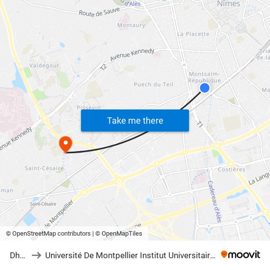 Dhuoda to Université De Montpellier Institut Universitaire De Technologie De Nîmes map