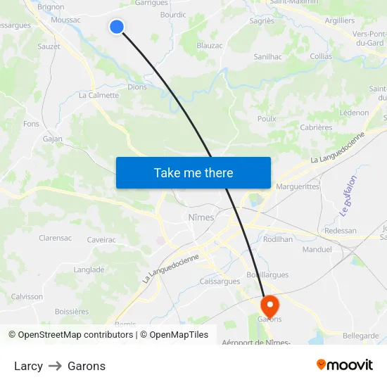Larcy to Garons map