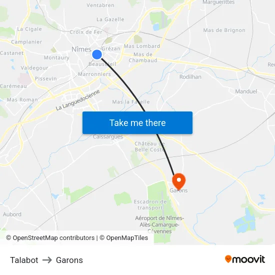 Talabot to Garons map