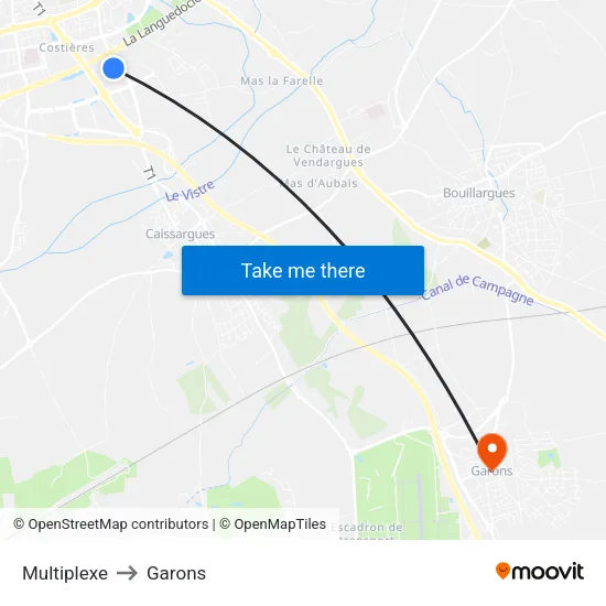 Multiplexe to Garons map