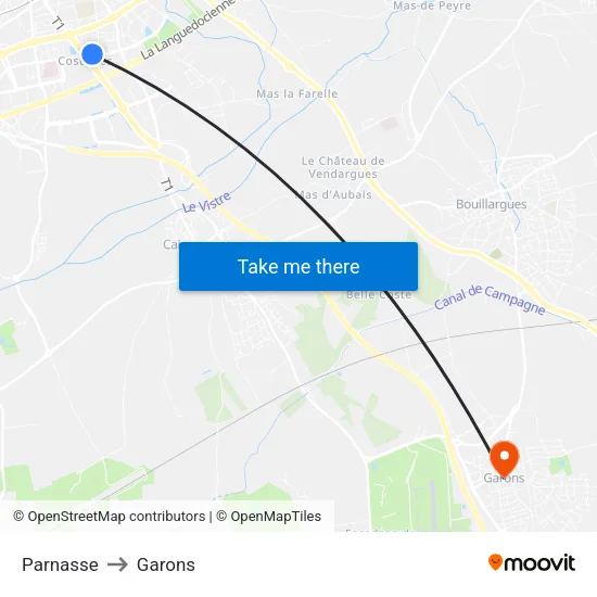Parnasse to Garons map