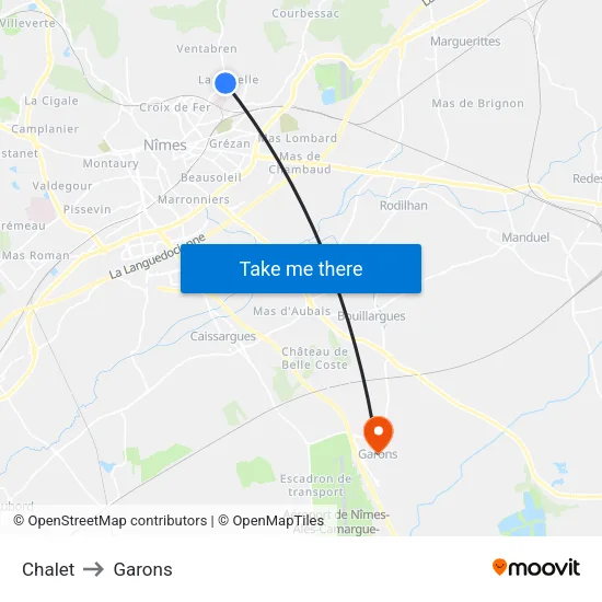 Chalet to Garons map