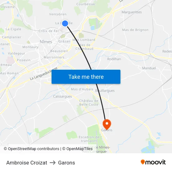 Ambroise Croizat to Garons map