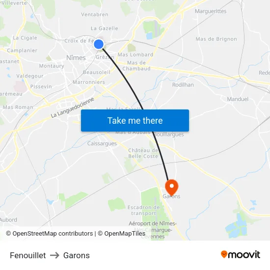Fenouillet to Garons map