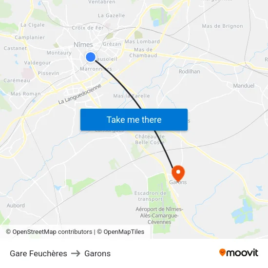 Gare Feuchères to Garons map