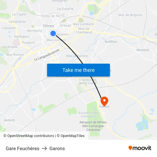 Gare Feuchères to Garons map