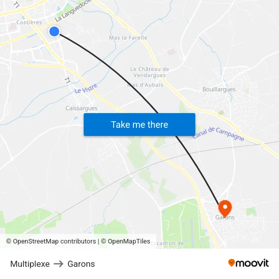 Multiplexe to Garons map
