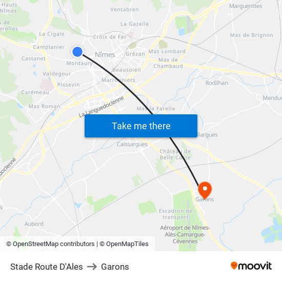 Stade Route D'Ales to Garons map