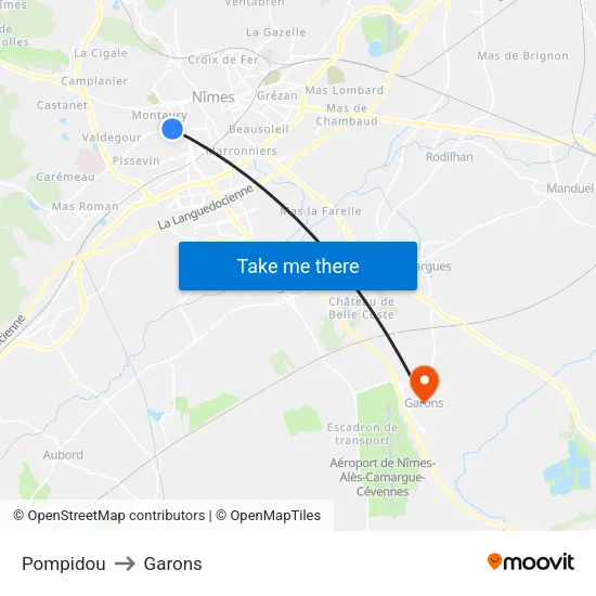 Pompidou to Garons map