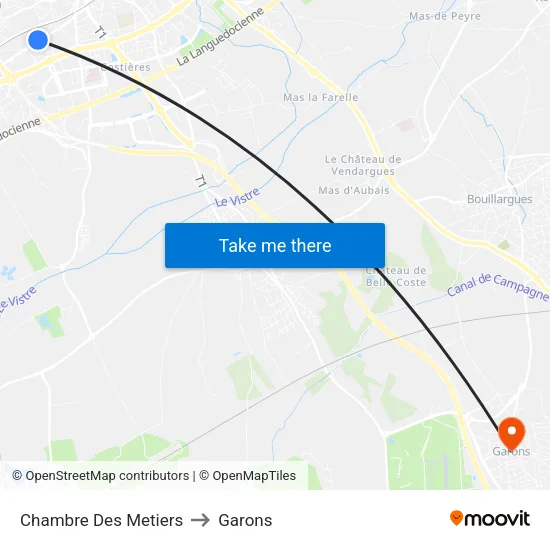 Chambre Des Metiers to Garons map