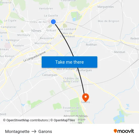 Montagnette to Garons map