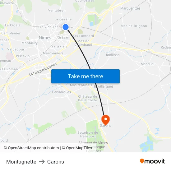 Montagnette to Garons map