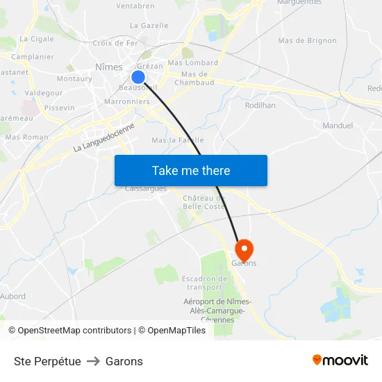 Ste Perpétue to Garons map