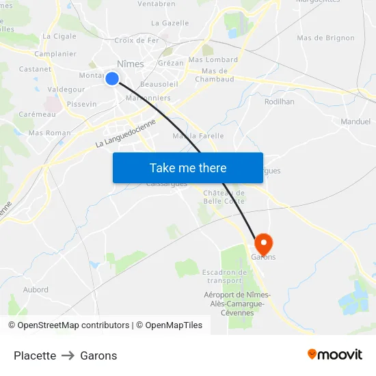 Placette to Garons map