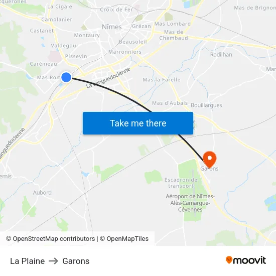 La Plaine to Garons map