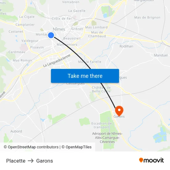 Placette to Garons map