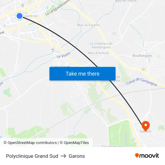 Polyclinique Grand Sud to Garons map