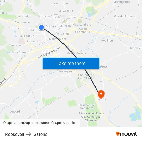 Roosevelt to Garons map