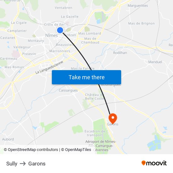 Sully to Garons map