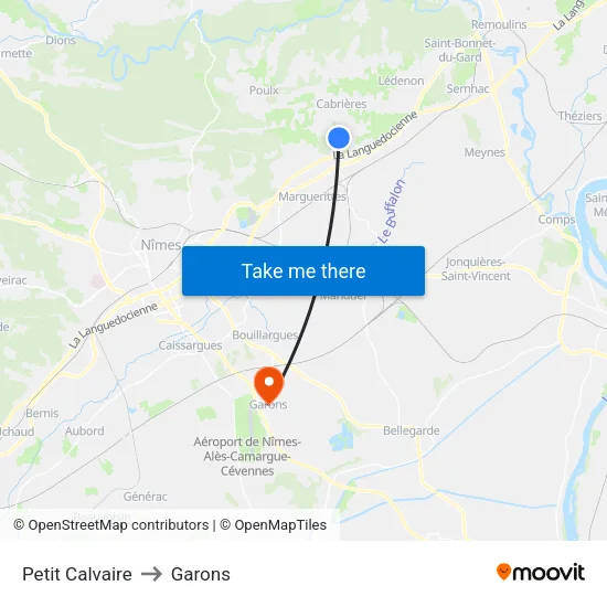 Petit Calvaire to Garons map