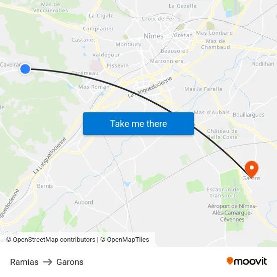 Ramias to Garons map