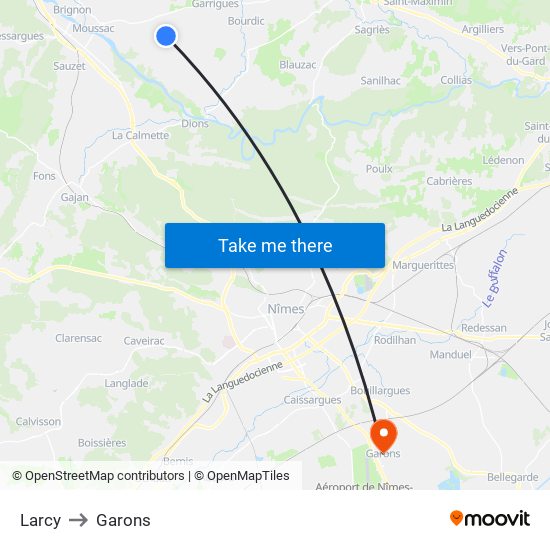 Larcy to Garons map