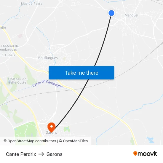 Cante Perdrix to Garons map