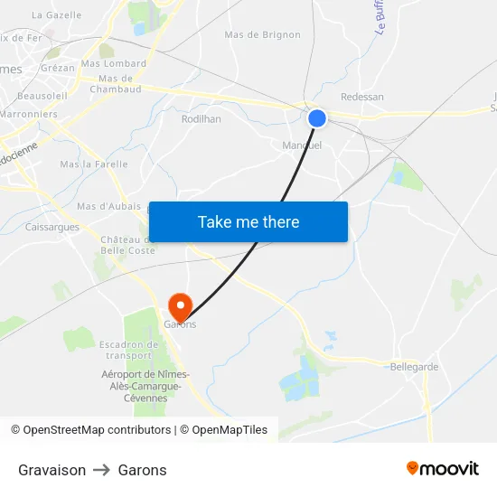 Gravaison to Garons map