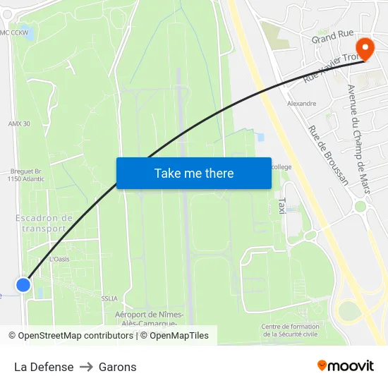 La Defense to Garons map