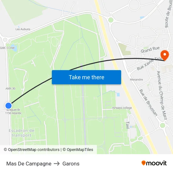 Mas De Campagne to Garons map