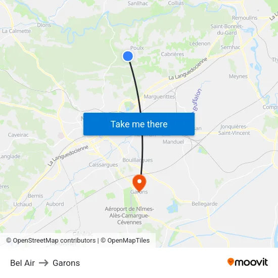 Bel Air to Garons map