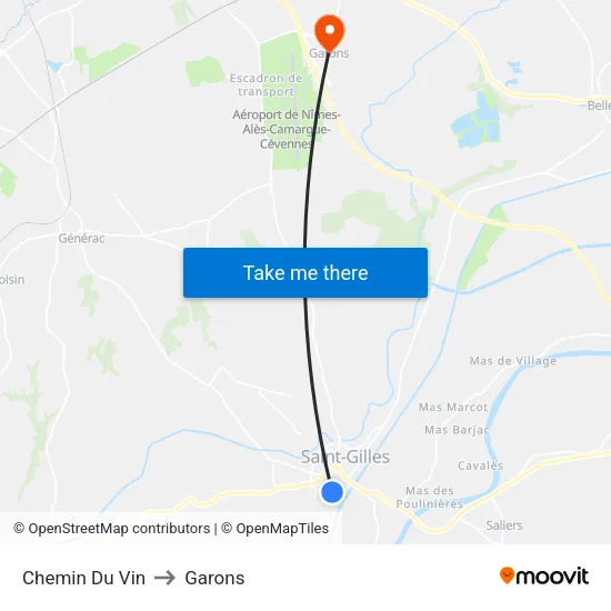 Chemin Du Vin to Garons map