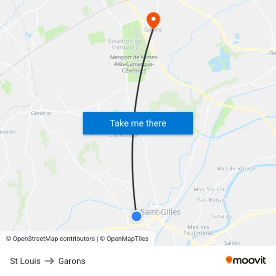 St Louis to Garons map