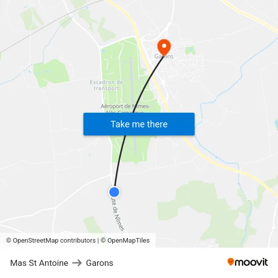 Mas St Antoine to Garons map