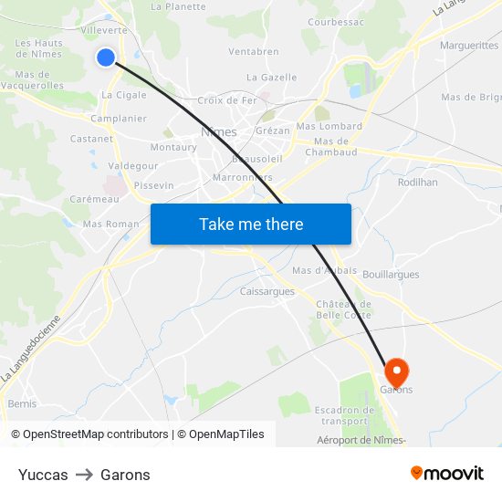 Yuccas to Garons map