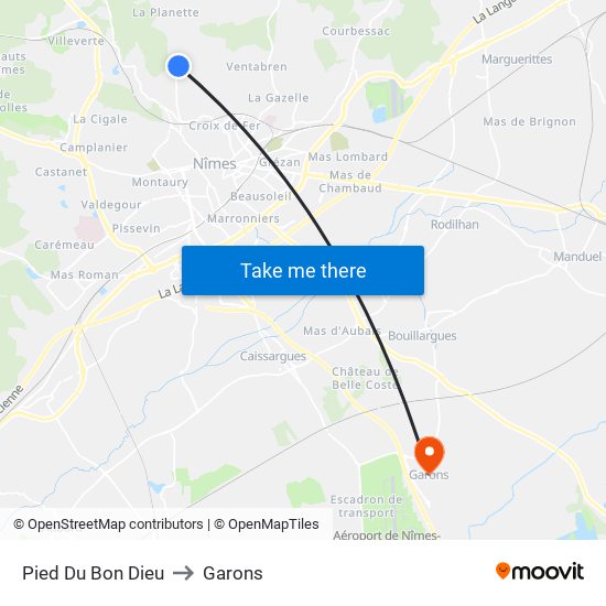 Pied Du Bon Dieu to Garons map